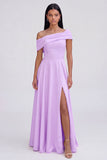 Yellow A-Line One Shoulder Maxi Dress with Slit
