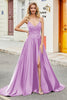 Load image into Gallery viewer, Trendy A Line Spaghetti Straps Lilac Long Prom Dress with Appliques