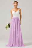 Eucalyptus Open Back Boho Chiffon Long Bridesmaid Dress with Lace