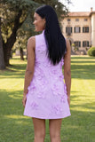 Hot Pink High Neck A-Line Homecoming Dress with 3D Flowers