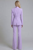 Navy Shawl Lapel 2 Piece Single Breasted Women's Work Suits
