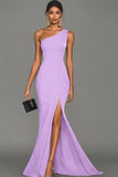 Mermaid Black One Shoulder Formal Dress with Slit