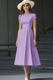 Daffodil A Line Boat Neck Vintage Satin Long Work Dress