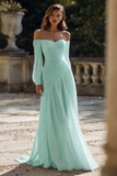 Off The Shoulder Ivory Ruched A Line Wedding Dress
