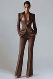 Women's Dark Green One Button Peak Lapel 2-piece Work Suits