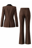 Women's Dark Green One Button Peak Lapel 2-piece Work Suits