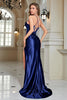 Load image into Gallery viewer, Sparkly Blue Corset Long Prom Dress with Slit