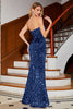 Load image into Gallery viewer, Lavender Strapless Sequins Long Mermaid Prom Dress With Slit