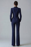 Women's Dark Green One Button Peak Lapel 2-piece Work Suits