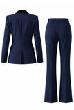 Women's Dark Green One Button Peak Lapel 2-piece Work Suits