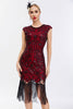 Load image into Gallery viewer, Black Sequins 1920s Gatsby Dress with Fringes
