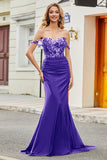 Lilac Mermaid Off the Shoulder Long Prom Dress