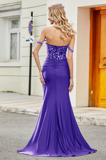 Lilac Mermaid Off the Shoulder Long Prom Dress