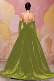 Sweetheart Dark Red Velvet A Line Long Evening Dress
