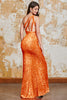 Load image into Gallery viewer, Gold Mermaid One Shoulder Sequins Long Prom Dress