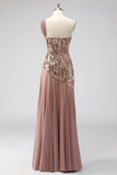 Sparkly One Shoulder Squins Sheath Chiffon Mother of the Bride Dress