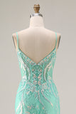 Sparkly Purple Mermaid Corset Sequins Long Prom Dress with Lace Appliques