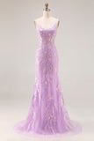 Mermaid Sequins Corset Long Mint Green Prom Dress with Embroidery