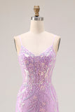 Mermaid Sequins Corset Long Mint Green Prom Dress with Embroidery