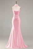 Strapless Champagne Two Piece Mermaid Beaded Convertible Long Prom Dress with a Neck Scarf