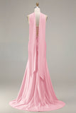 Champagne Strapless Mermaid Beaded Convertible Long Prom Dress