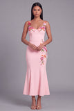 Light Yellow Mermaid Long Floral Dress with Appliques