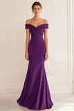 Off the Shoulder Mermaid Ruched Navy Formal Dress