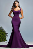Satin Dark Green Mermaid Long Prom Dress