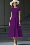 Daffodil A Line Boat Neck Vintage Satin Long Work Dress
