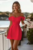 White Bodycon Off The Shoulder Satin Graduation Dress
