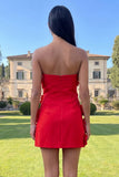 Strapless Hot Pink Bodycon Homecoming Dress with 3D Flowers