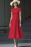 Daffodil A Line Boat Neck Vintage Satin Long Work Dress
