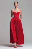 Strapless Red And Fuchsia Corset A Line Formal Dress