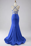 Light Blue Sparkly Mermaid Prom Dress with Slit