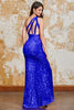 Load image into Gallery viewer, Sparkly Mermaid One Shoulder Fuchsia Sequins Long Prom Dress