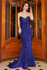 Load image into Gallery viewer, Bling Mermaid Sweetheart Royal Blue Sequins Long Prom Dress