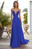 Pink A Line Pleated Long Wedding Guest Dress