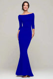 Black Mermaid Bateau Neck Long Formal Dress