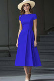 Daffodil A Line Boat Neck Vintage Satin Long Work Dress