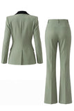 Women's Dark Green One Button Peak Lapel 2-piece Work Suits