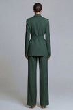 Fuchsia Notched Lapel 2-piece One Button Women's Work Suits with Belt