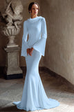 Ivory Mermaid Cowl Neck Long Wedding Dress