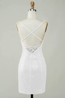Sequins Bodycon Little White Dress