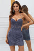 Load image into Gallery viewer, Spaghetti Straps Grey Bodycon Graduation Dress with Appliques