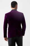 Dark Purple Peak Lapel One Button Velvet Men's Prom Blazer