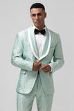 Mint Shawl Lapel 2 Piece Jacquard One Button Men's Prom Suits