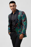 Green Jacquard Shawl Lapel One Button Men's Prom Blazer