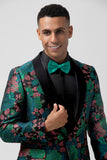 Green Jacquard Shawl Lapel One Button Men's Prom Blazer