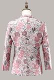 Pink Shawl Lapel Jacquard One Button Men's Prom Blazer