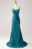 Dusty Sage Mermaid Spaghetti Straps Long Prom Dress